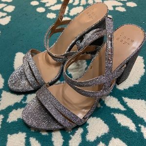 Silver Block Heels!! Only worn once!